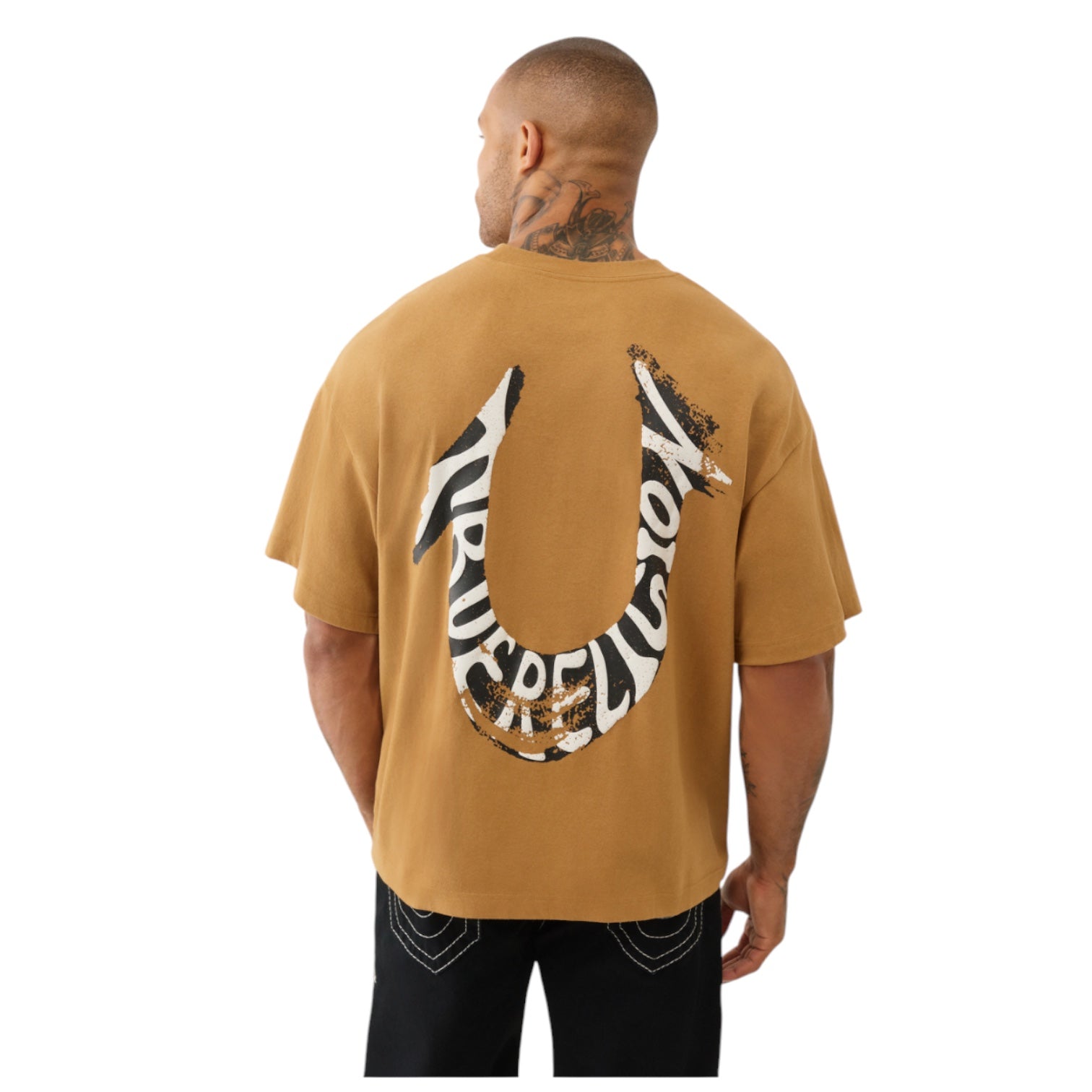 TRUE RELIGION: Painted Puff Print Horeshoe SS Tee 109534